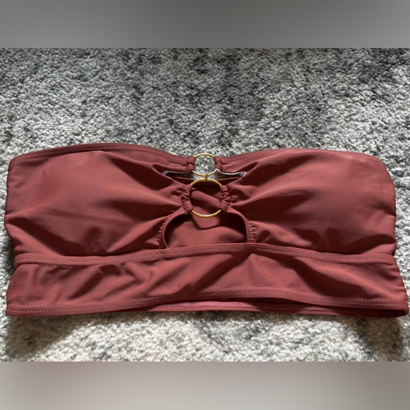 Amazon Other - Amazon Bandeau Bikini Top Rust Red Gold Ring Detail Size: Large